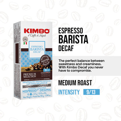 Espresso Decaf 10 Capsules in Aluminium - Smooth & Rich Italian Roast for Nespresso