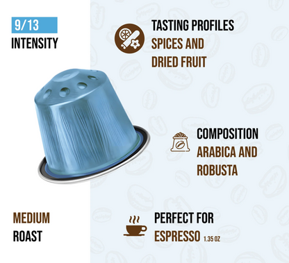 Espresso Decaf 10 Capsules in Aluminium - Smooth & Rich Italian Roast for Nespresso
